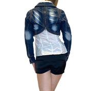 Y2K Denim Cropped Bolero Jacket (S)