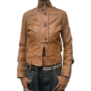 Vintage Brown Buckle Italian Leather Jacket (S)