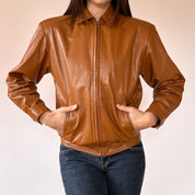 90s Cognac Leather Jacket (XS)