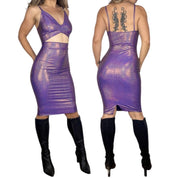 Holographic Cutout Midi Dress (S)