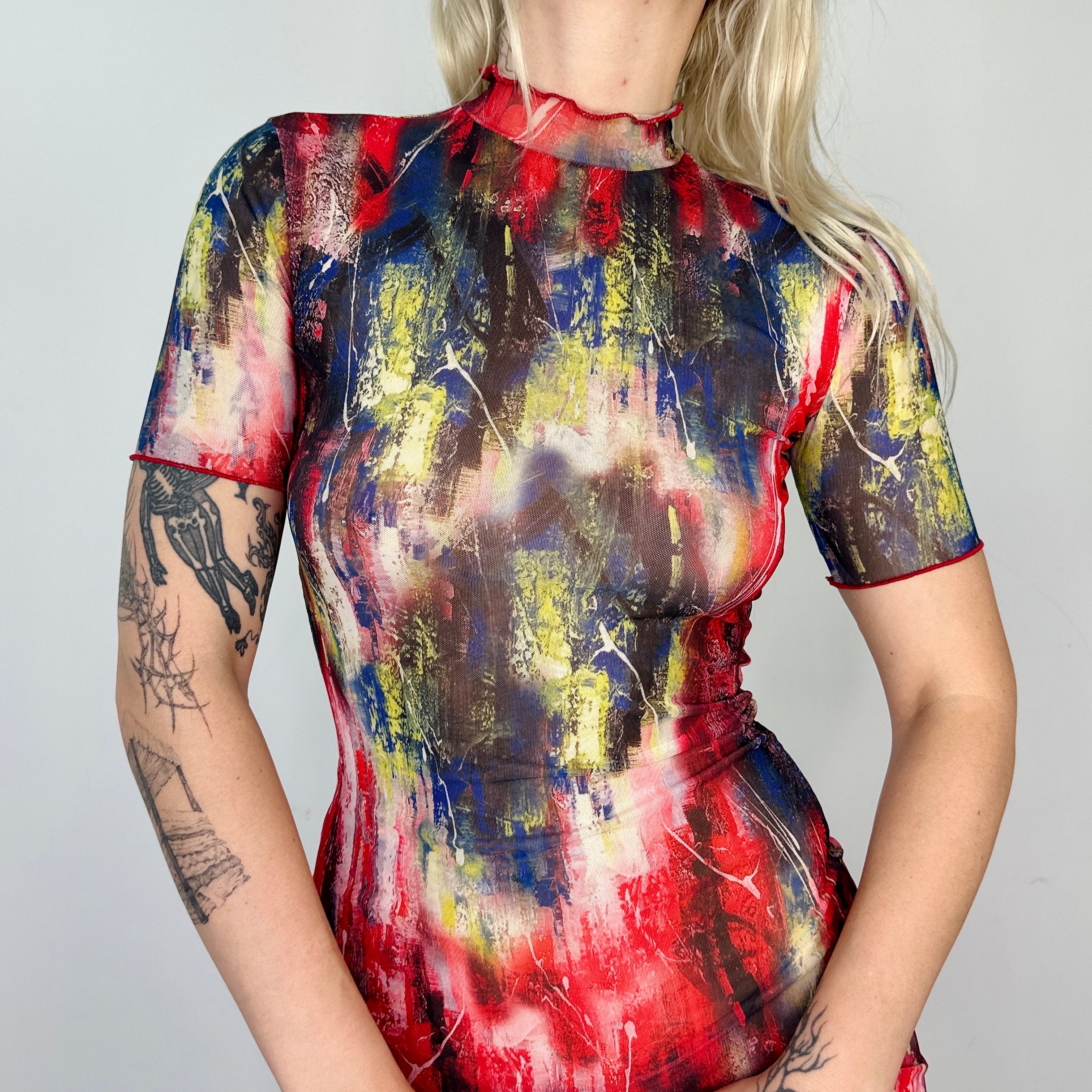 Micromesh Mock Neck Mini Dress (XS)