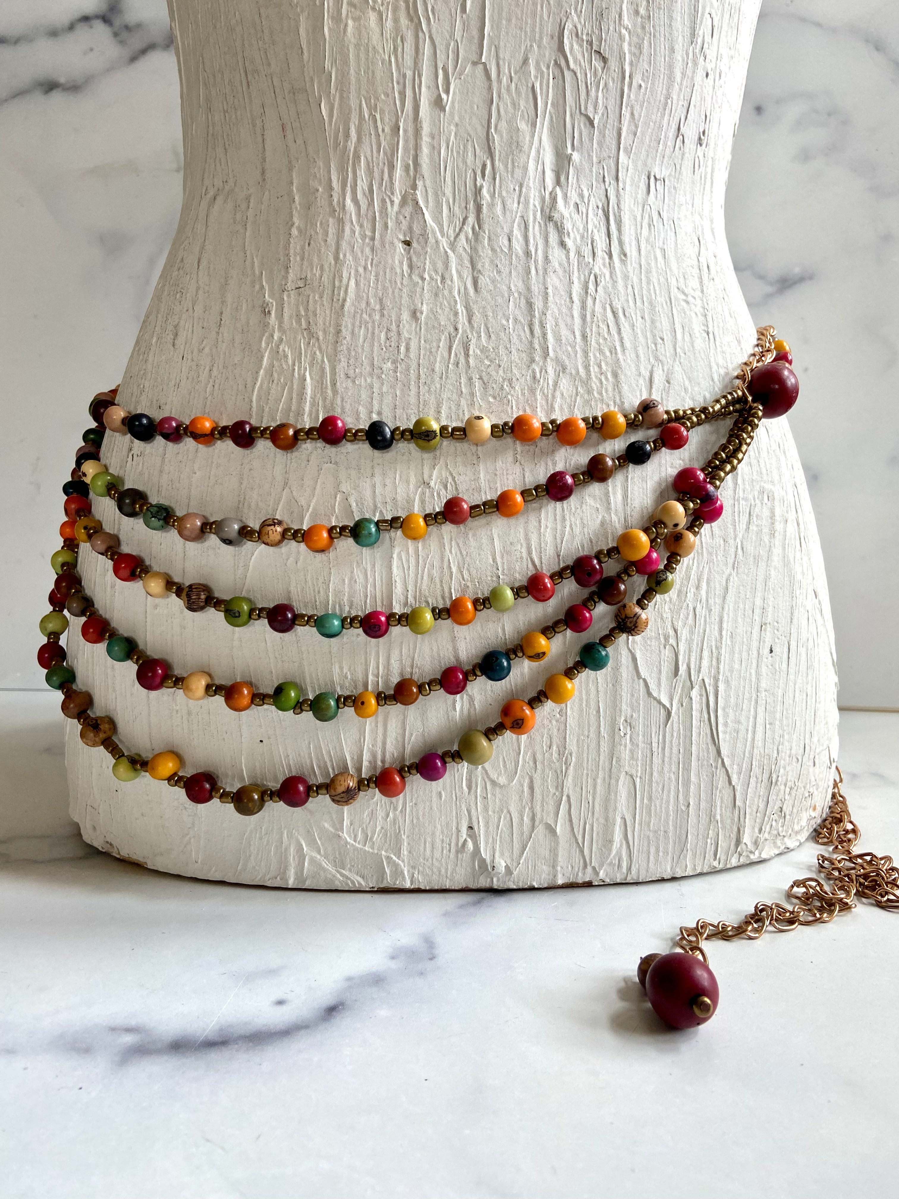 Layers of beads belt