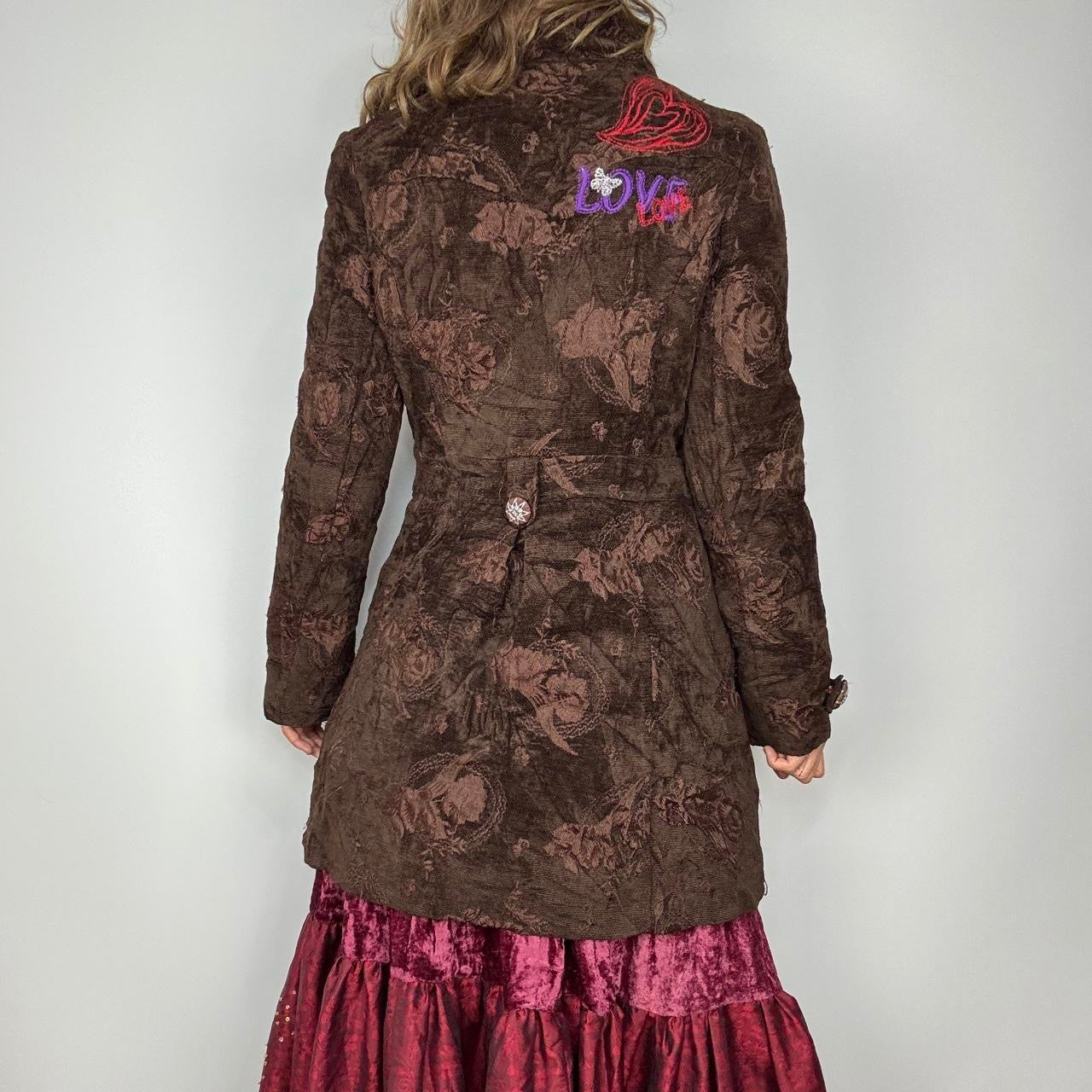 Embroidered Butterfly Graphic Corduroy Tapestry Coat (M)