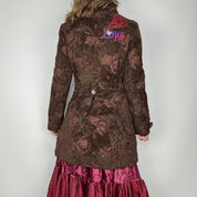 Embroidered Butterfly Graphic Corduroy Tapestry Coat (M)