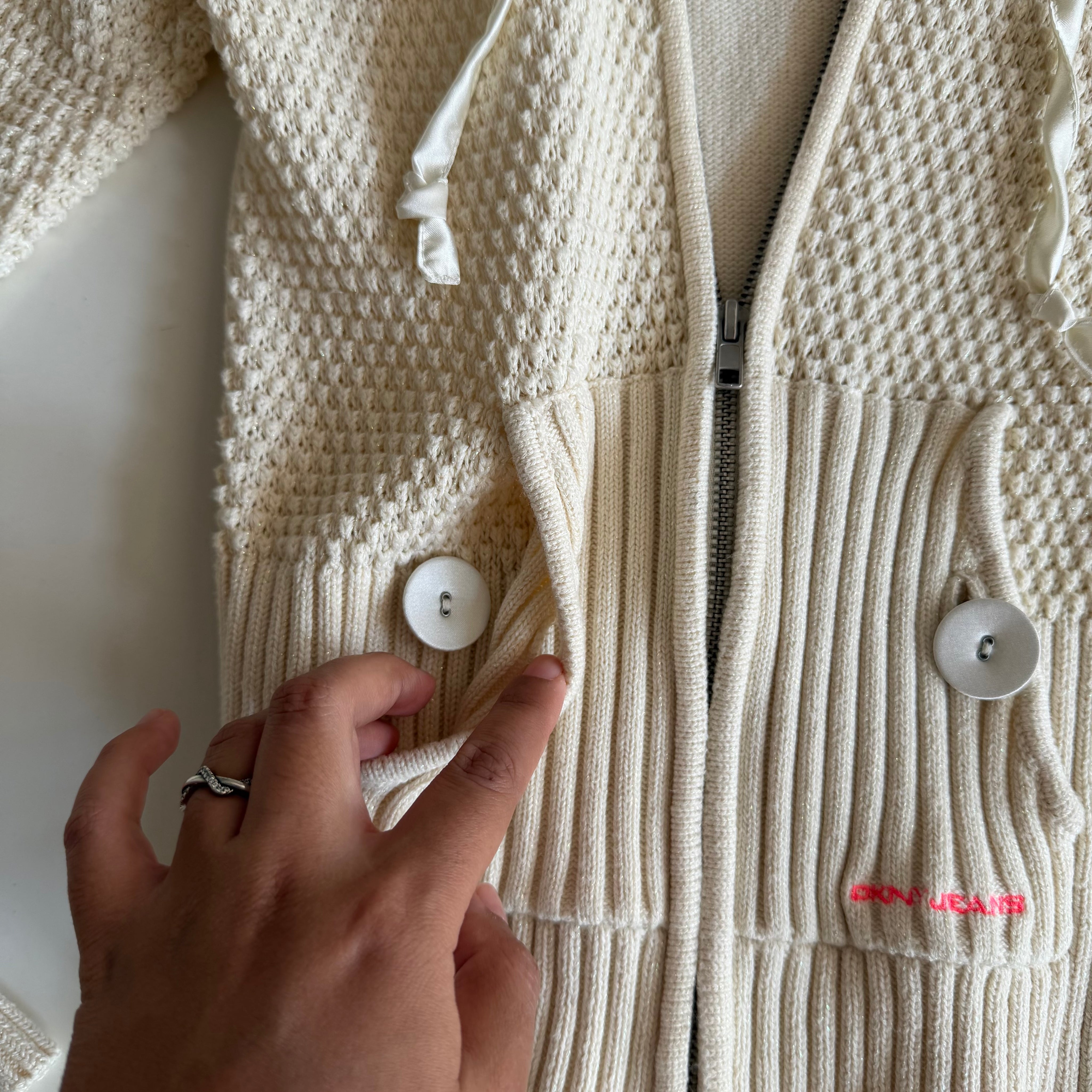 2000s DKNY Knit Hoodie (S)