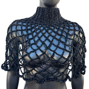 Black Glimmer Turtleneck Mesh Shawl (S/M)