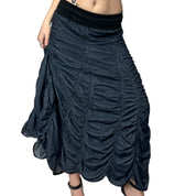 Navy Ruched Maxi Skirt (XS)