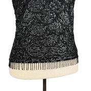 90s Noir Beaded Fringe Wool Bustier (XL)