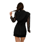 Noir Lace Mini Skirt Suit Set (S)