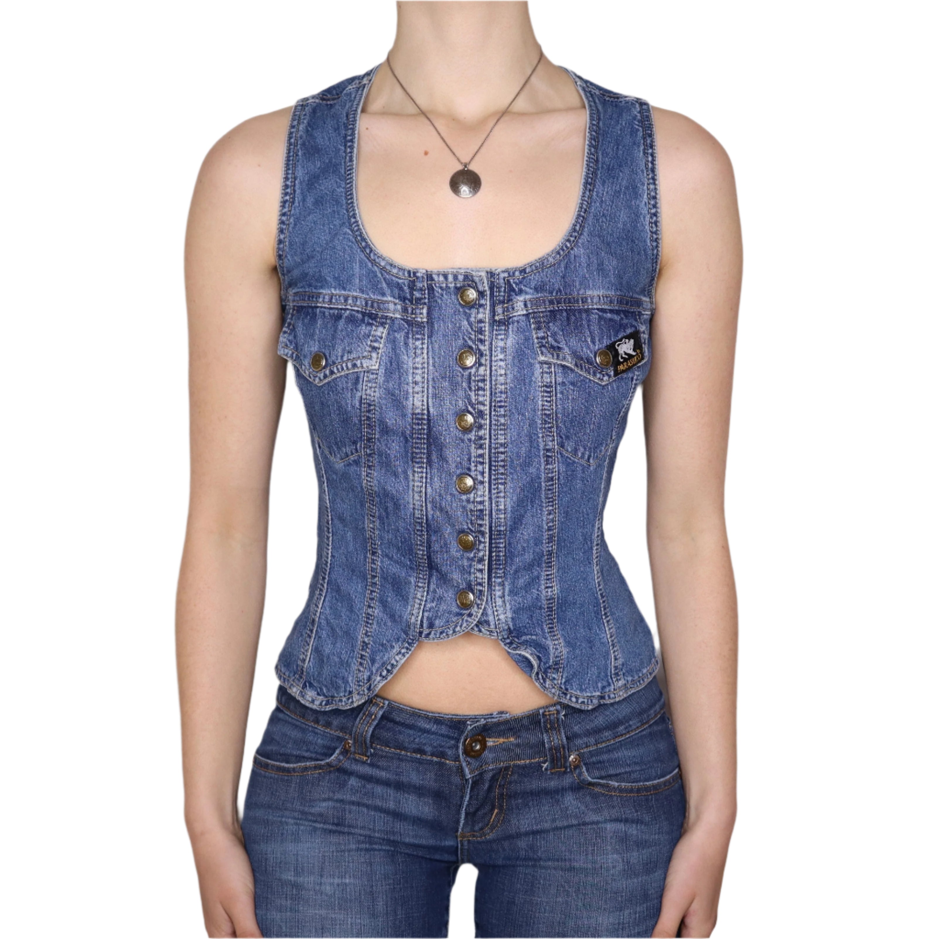 Y2K Fitted Denim Vest (M)