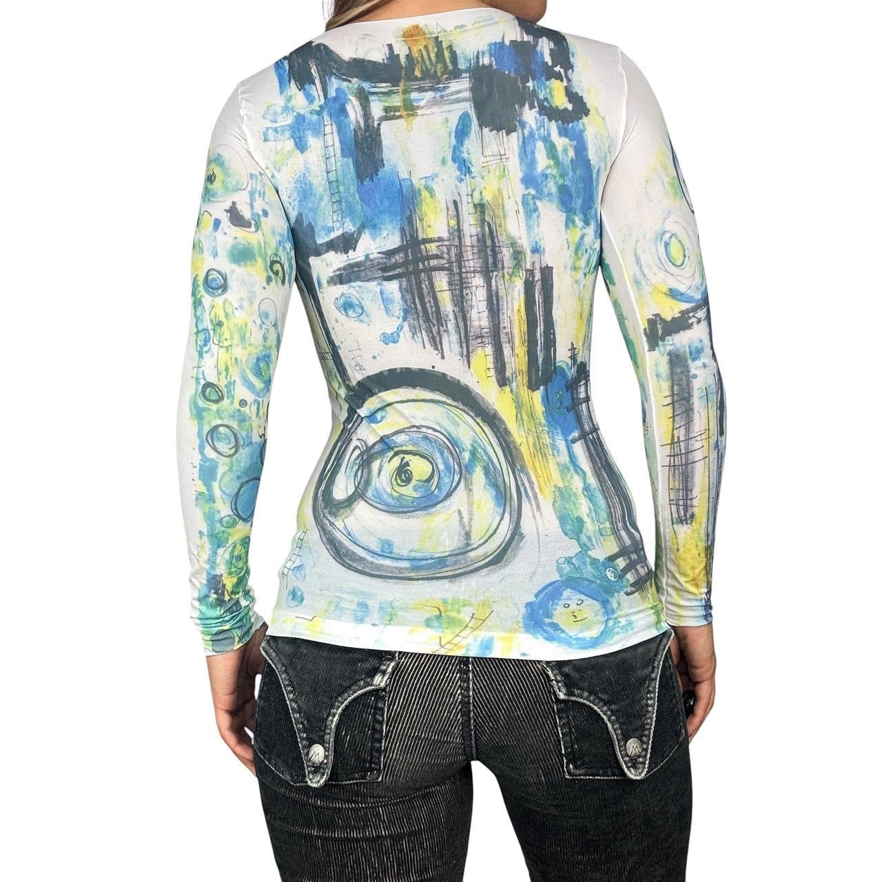 Early 2000s Abstract Graphic Top (XS/S)