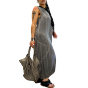 Vintage Avant Garde Grey Jersey Maxi Balloon Dress (L)
