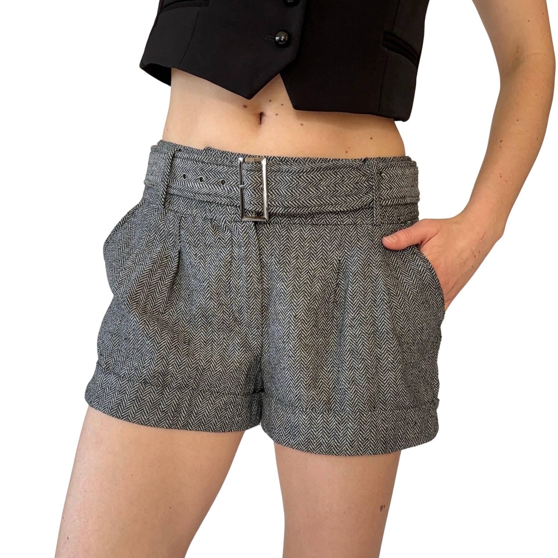 2000s Belted Tweed Shorts (S)