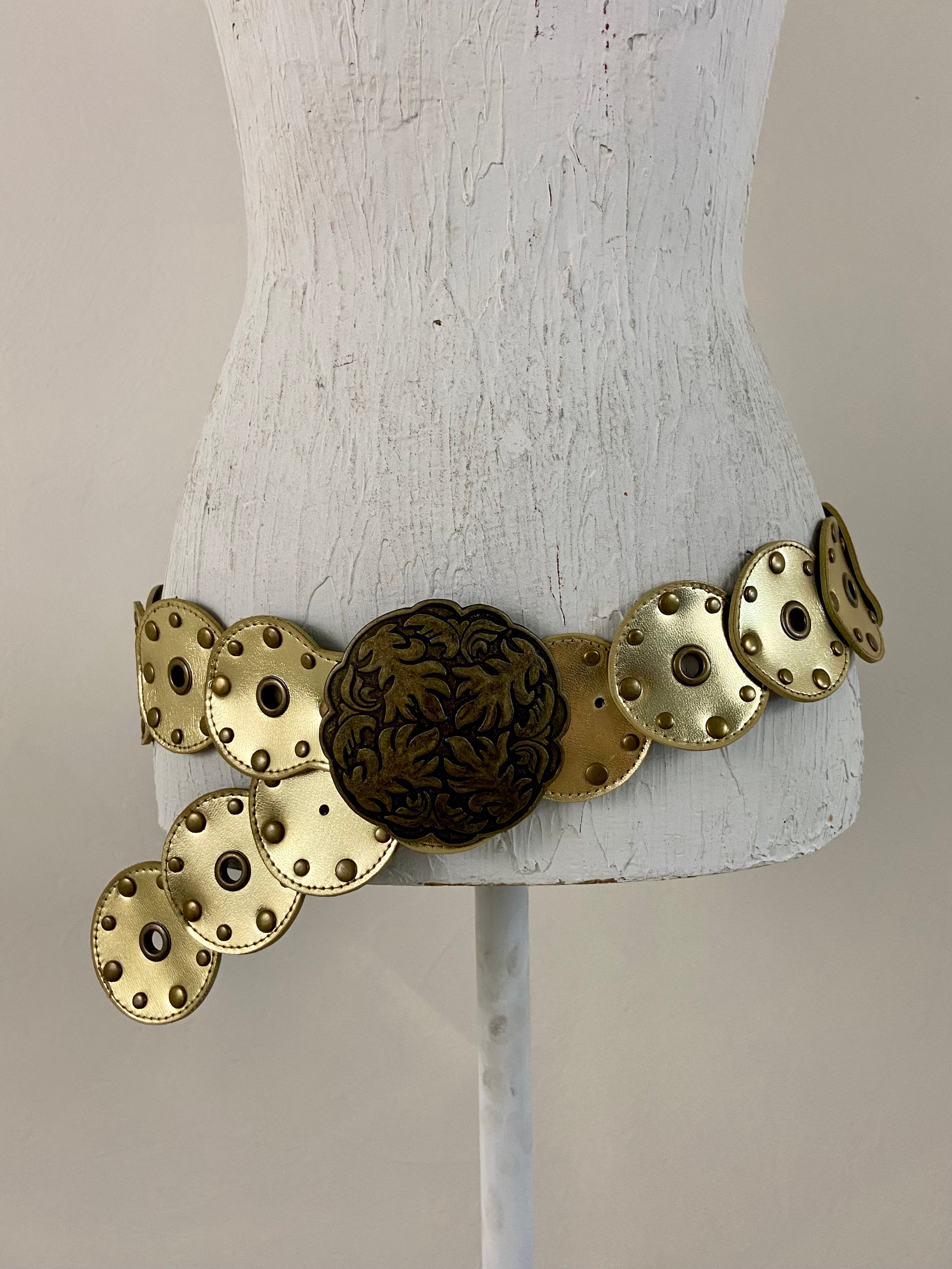 Gold leather waist belt