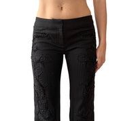 Y2K Beaded Noir Trousers (XS)