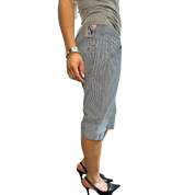 Vintage Espirit Pinstriped Cotton Cropped Capri Pants (UK 10 / small 12, S/M)