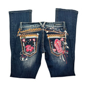 Y2K Butterfly Embroidered Jeans (XXS)