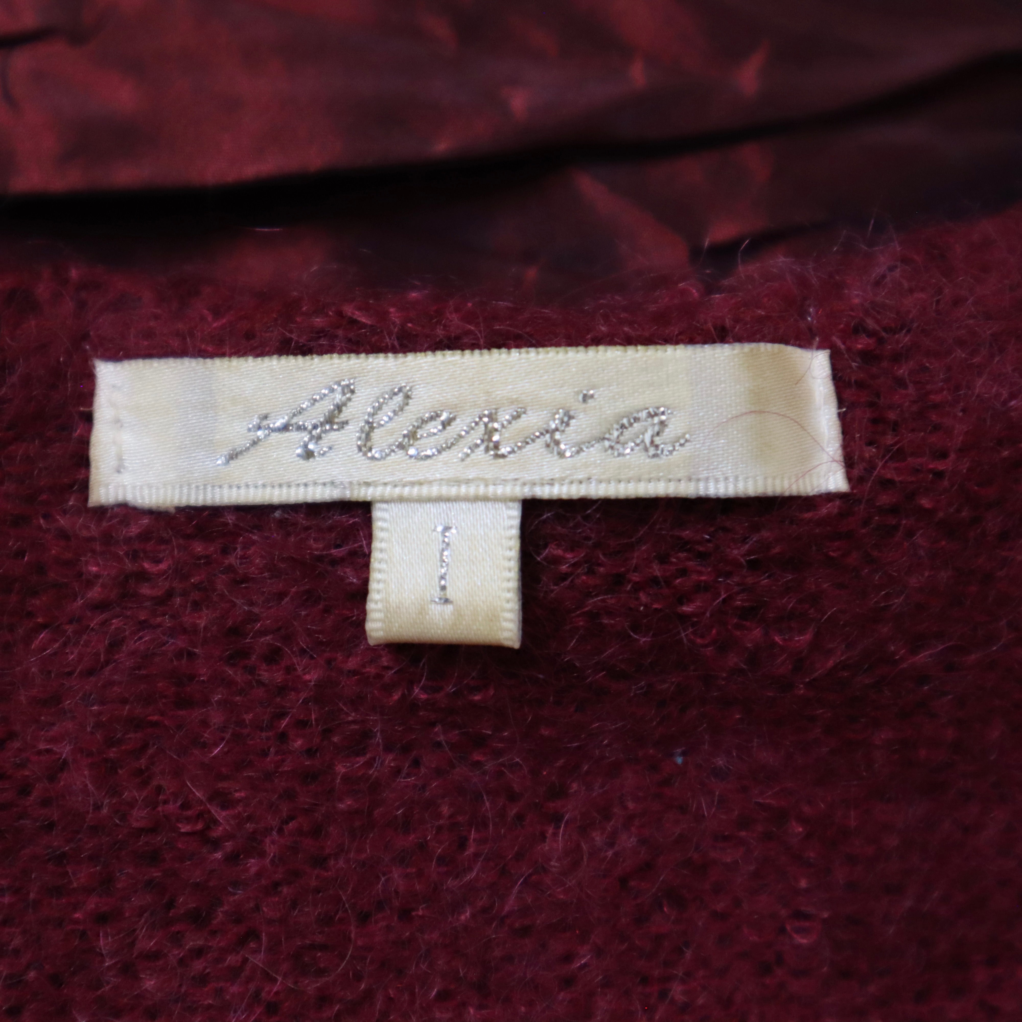 Y2K Maroon Mohair Ruffle Cardigan (M)