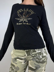 Vintage Camo Cannabis Graphic Long Sleeve (S)
