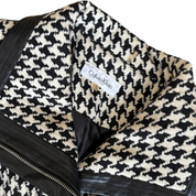 Calvin Klein Houndstooth Trench Coat With Leather Trim (M)