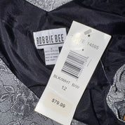 Vintage Silk Lace Motif Midi Dress (L)