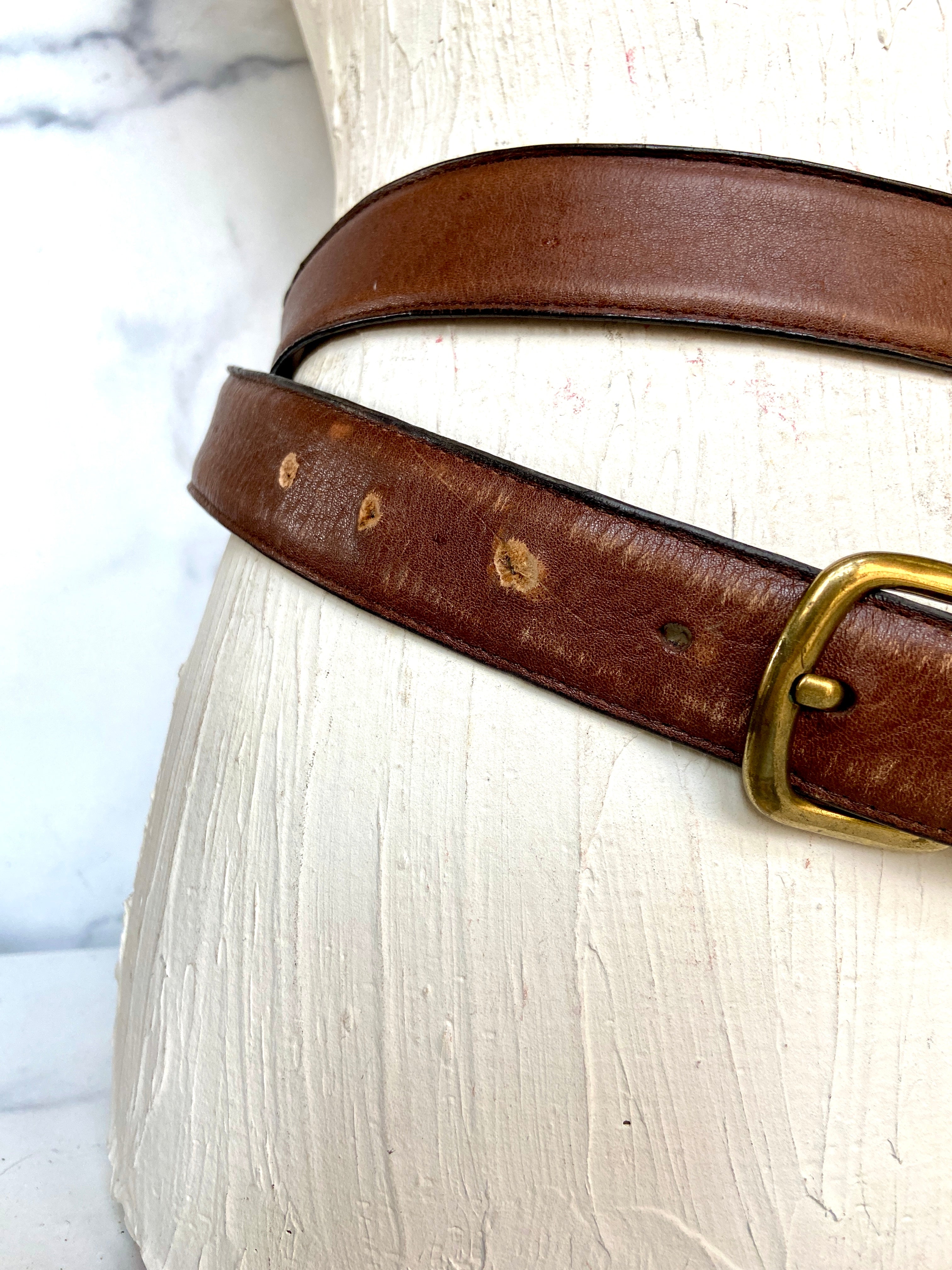 Double layered leather belt