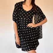 90s Polka Dot Mini Dress & Scarf Set (XS)