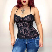 2000s Lace Corset Top (Medium)