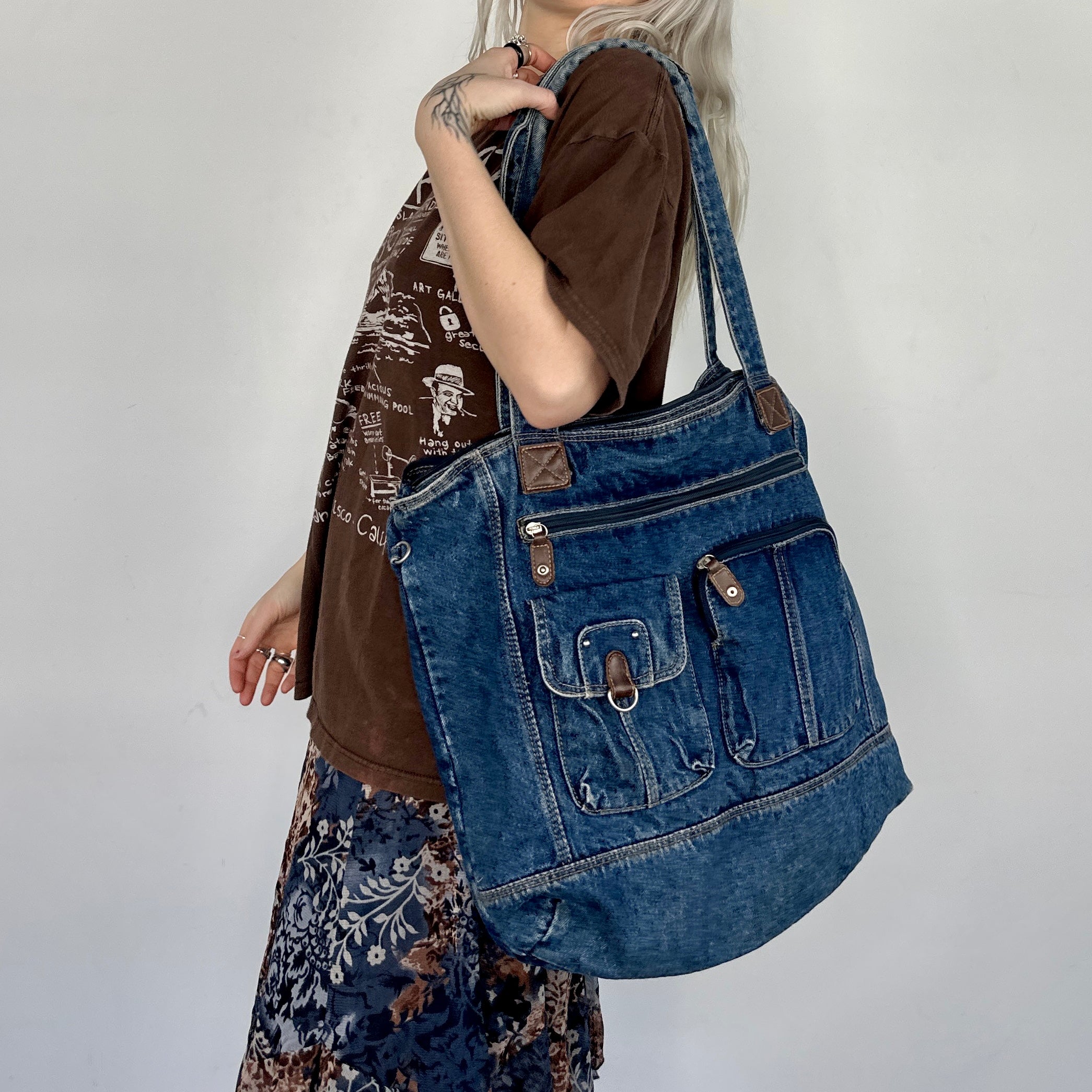 Vintage Denim Tote Bag