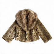 INC leopard faux fur coat (M)