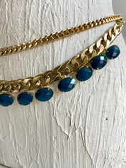 Gold & blue chain belt