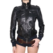 Y2K Black Leather Moto Jacket (S)