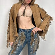 Vintage Tan Suede Fringe Jacket (M)