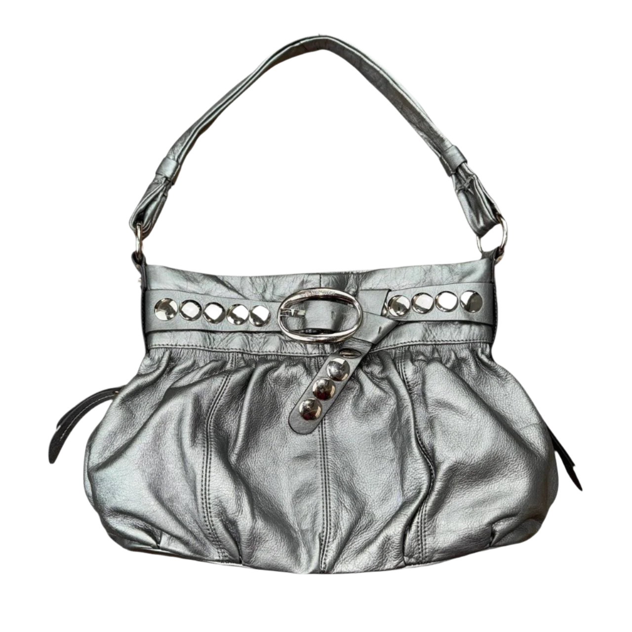 Y2K Studded Silver Leather Bag