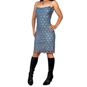 90s Iridescent Lace Cutout Dress (M)
