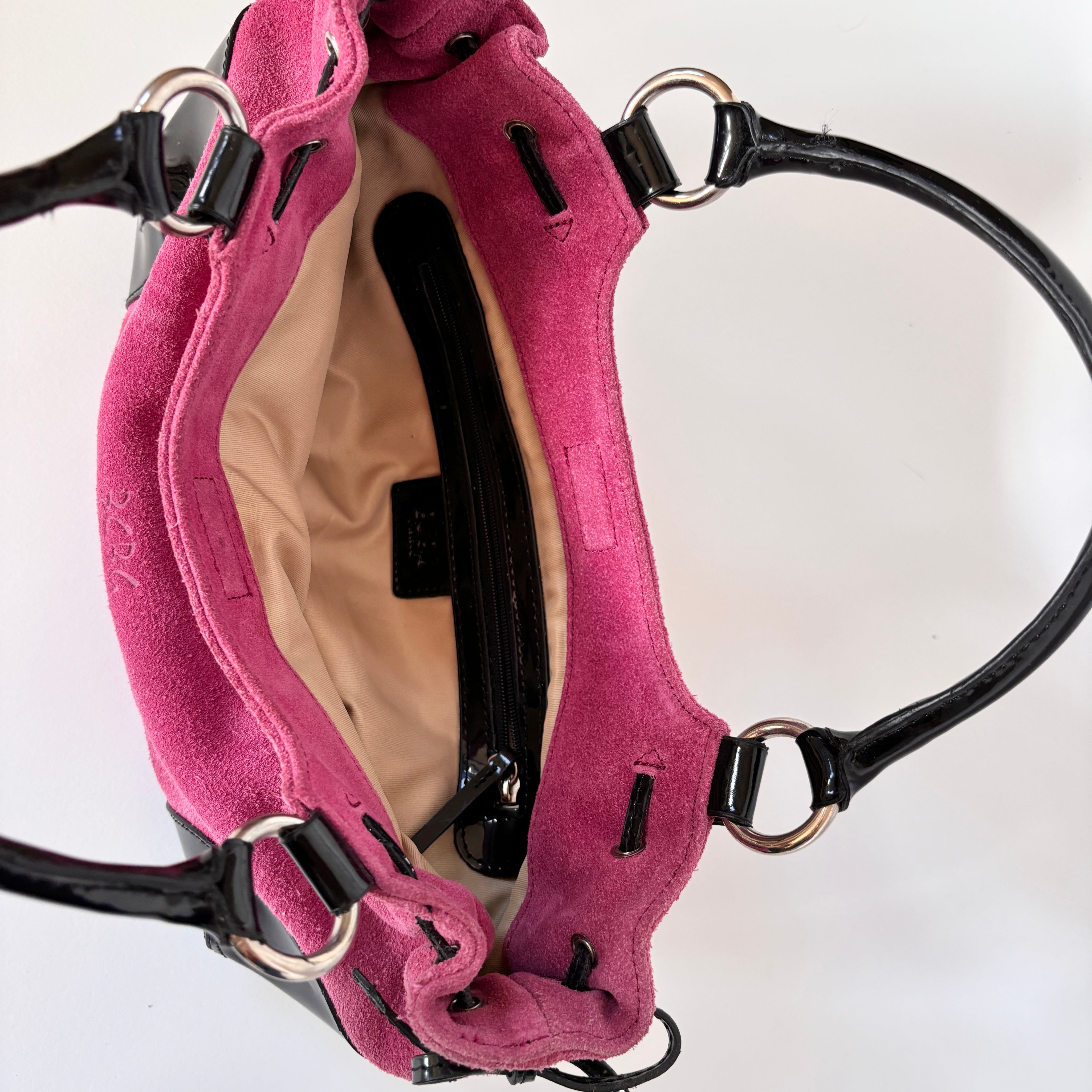 BCBG Pink Suede & Patent Purse