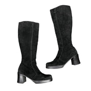 90s Black Suede Knee High Boots (8)