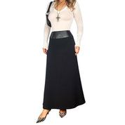 90s Caché Leather Detail Maxi Skirt (S)