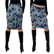 90s Geometric-Print Slinky Midi Skirt (S)