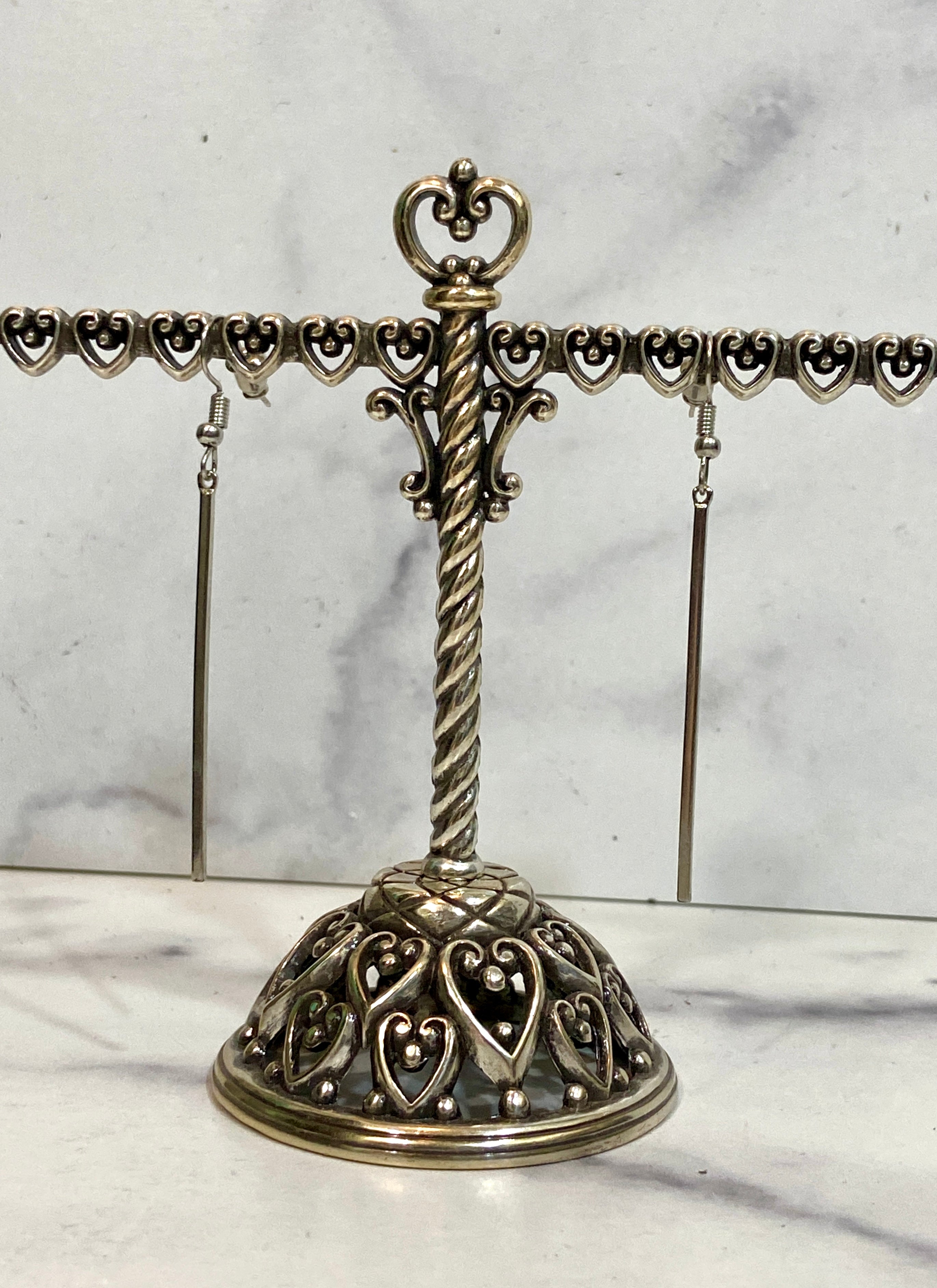 Silver stick earrings