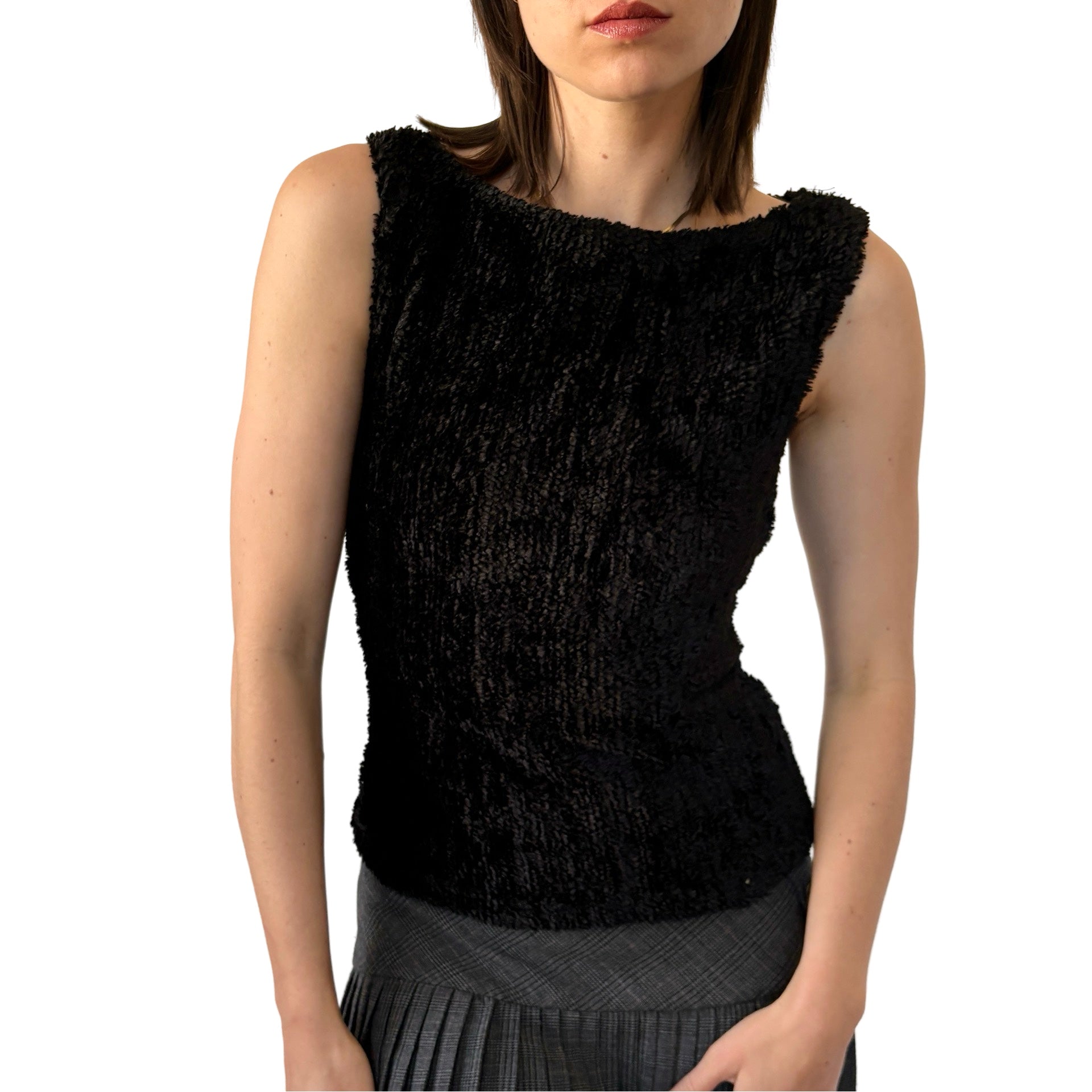 90s Noir Fuzzy Tank (S/M)