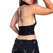 Vintage Cropped Lace Halter Top (S)