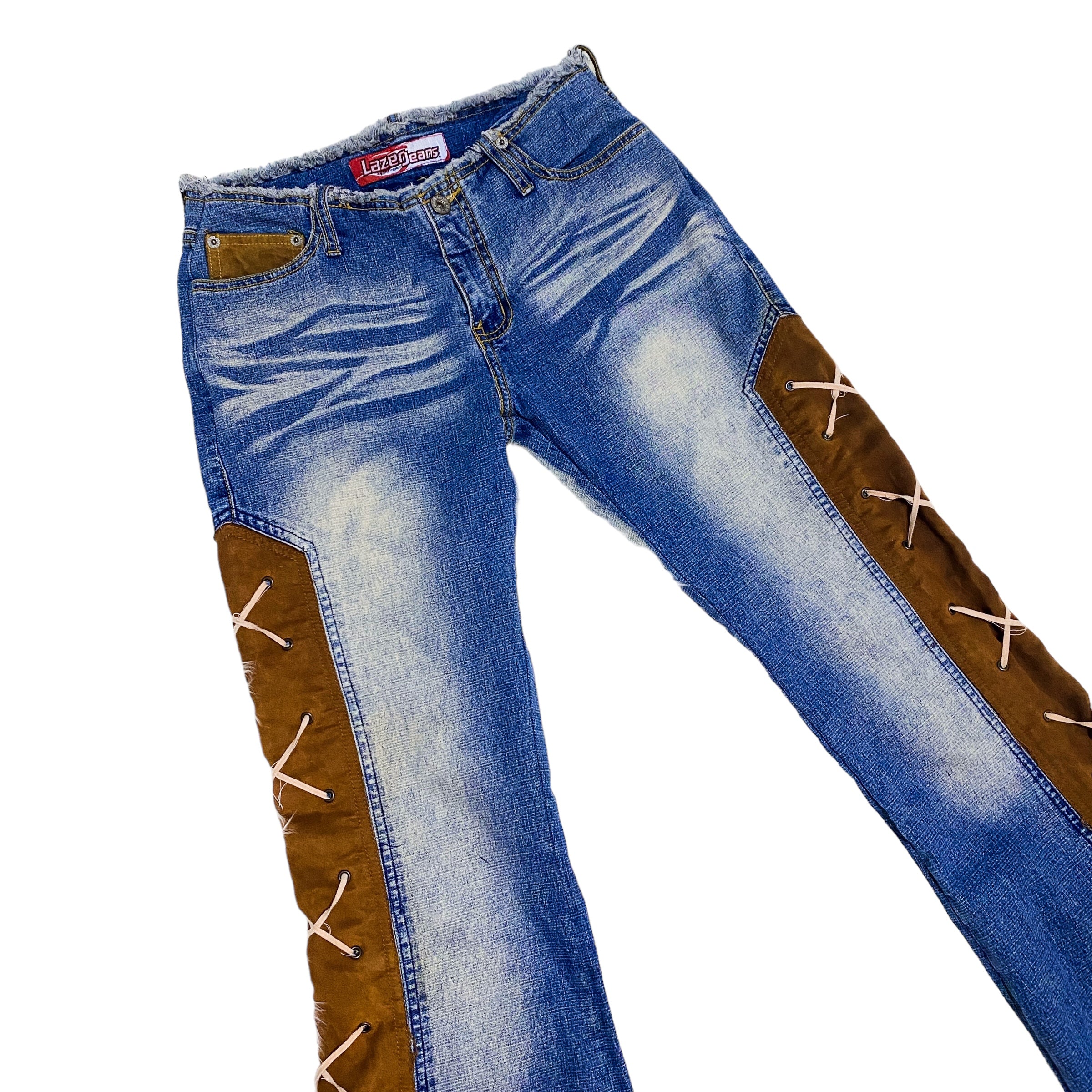 2000s Lace Up Flare Jeans (S)