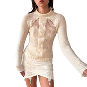 DKNY Cream Knit Pullover (S/M)