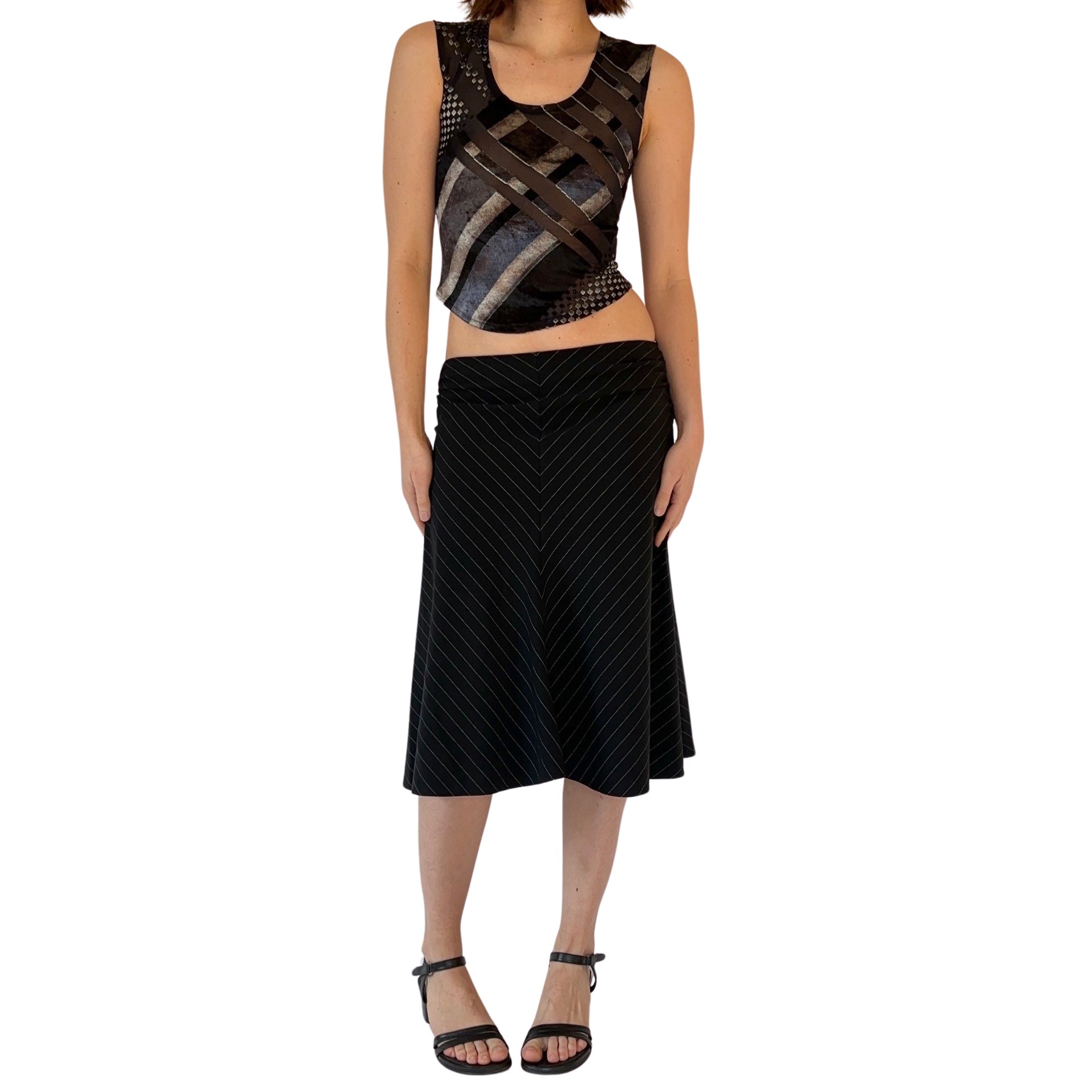 90s Pinstripe Midi Skirt (S)