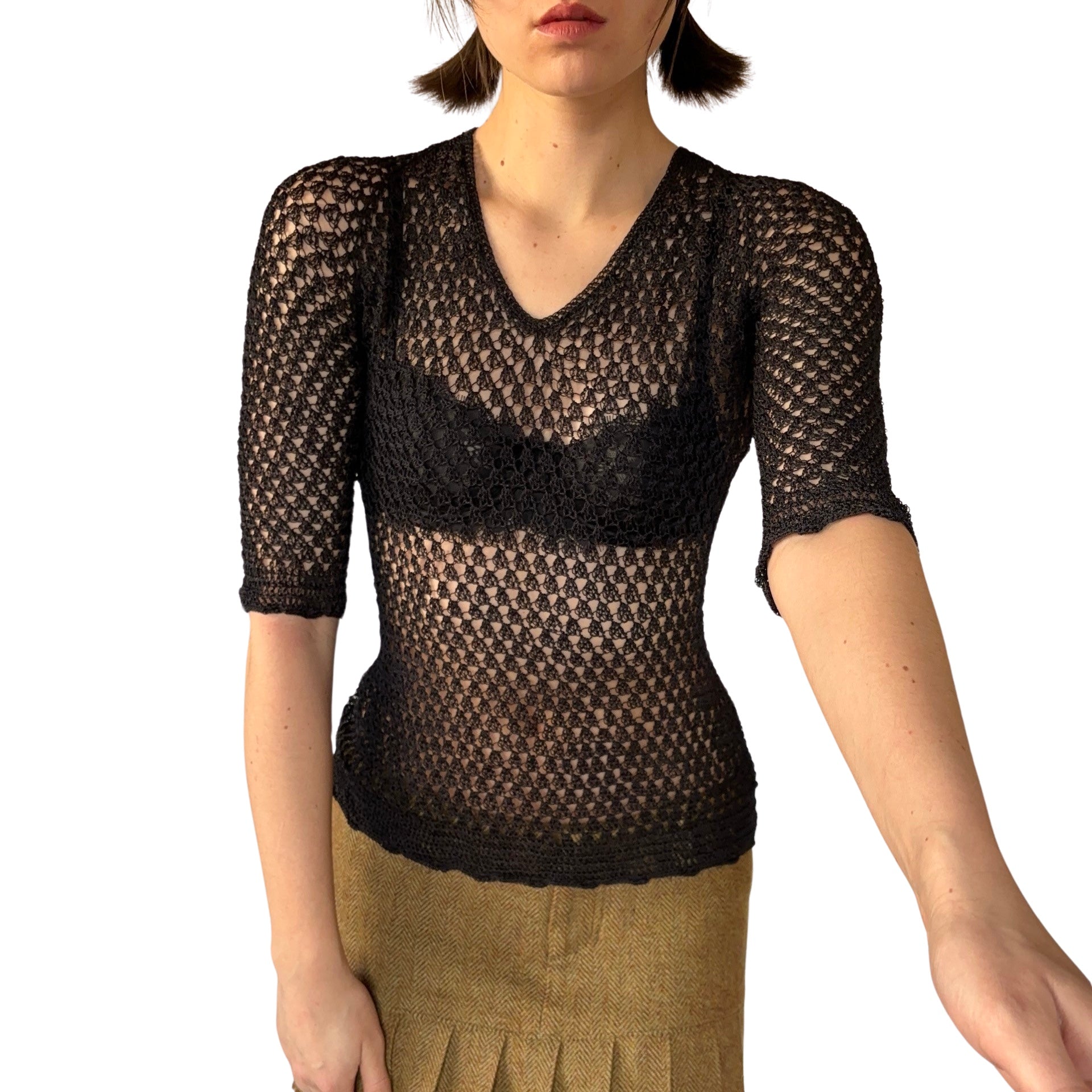 Noir Crochet Blouse (S)