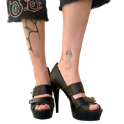 Italian Designer Leather Buckle Heels (8.5)