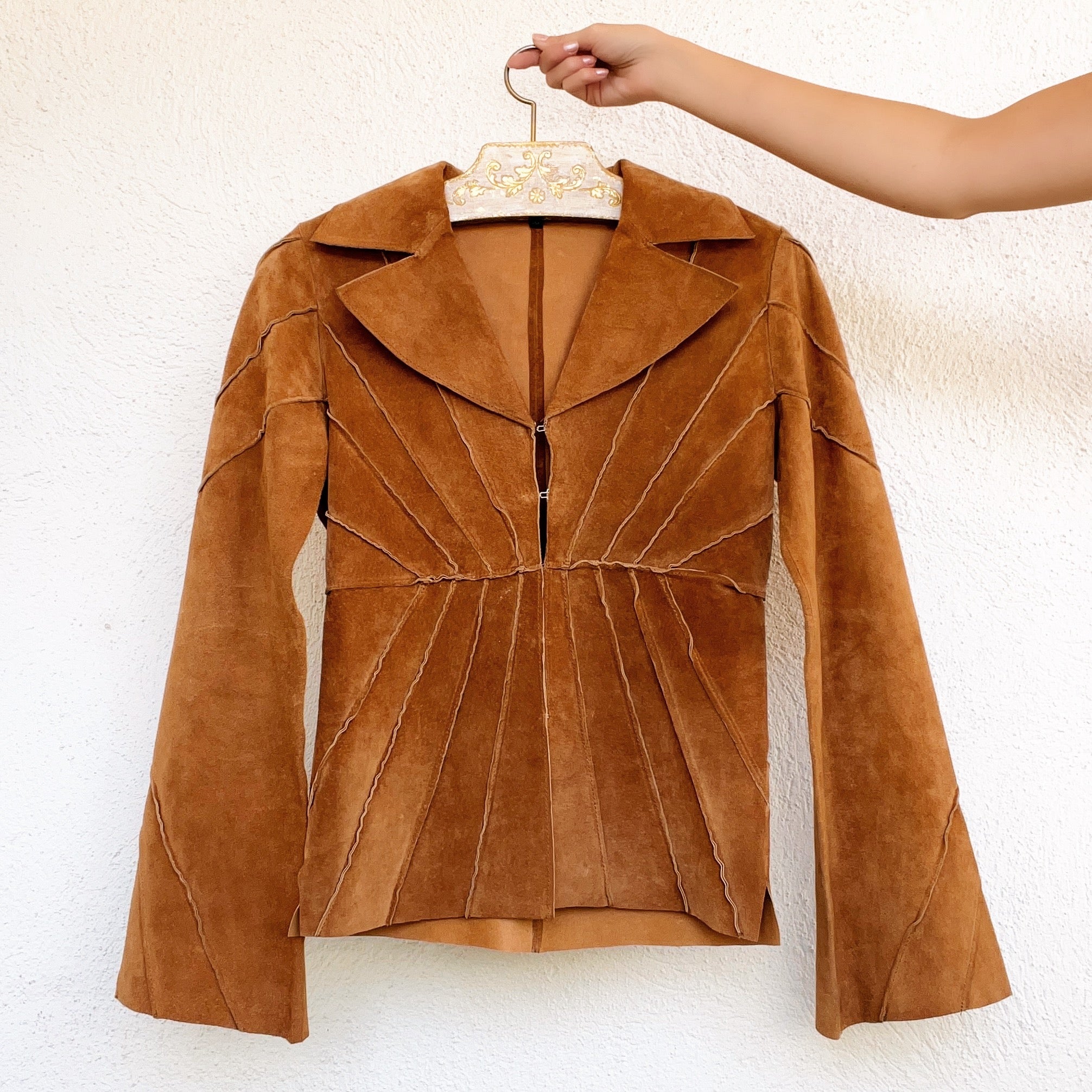 Vintage Suede Hook Front Jacket (XS)