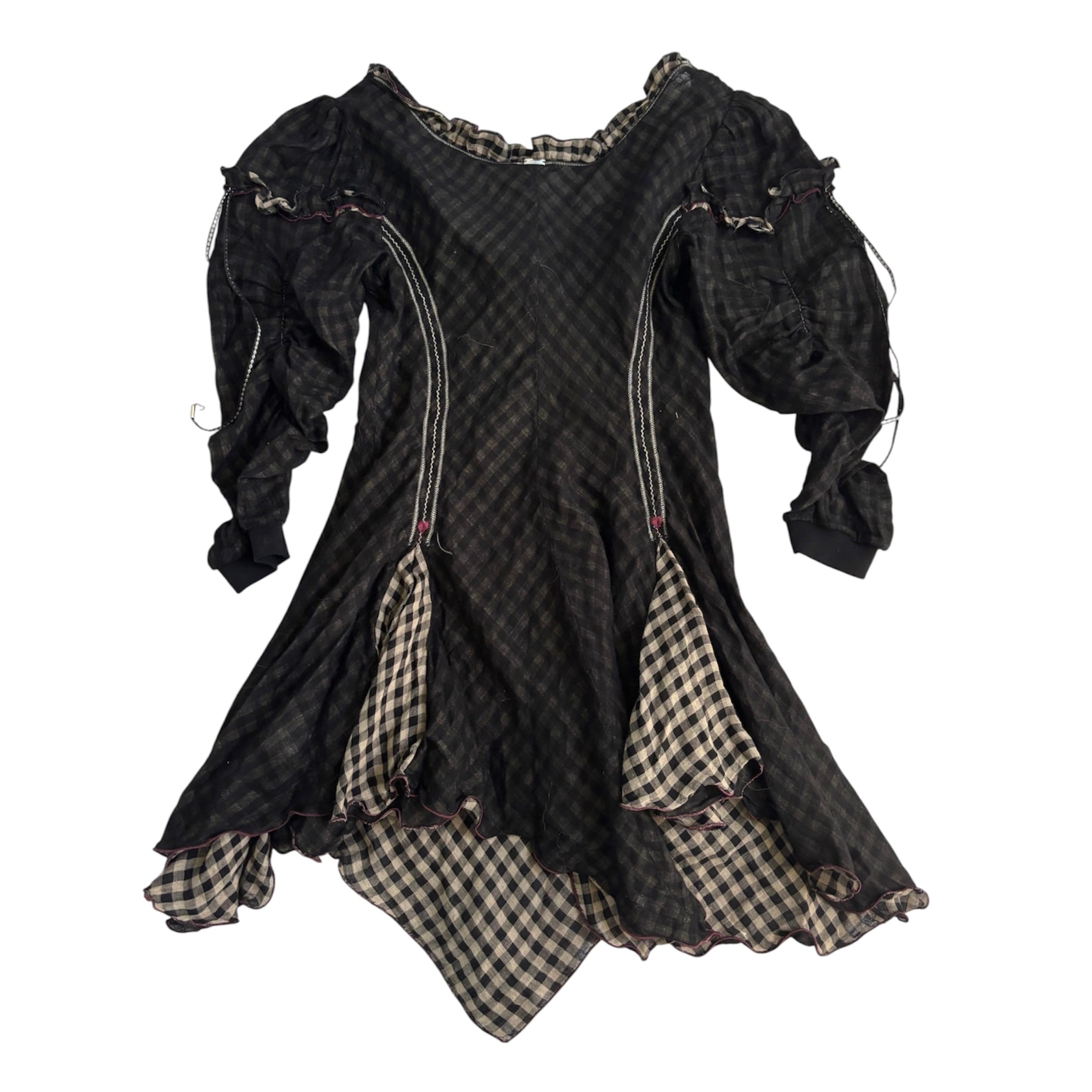 Italian Deconstructed Plaid Mini Dress (M)