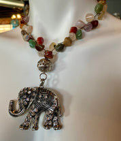 Elephant statment stone necklace